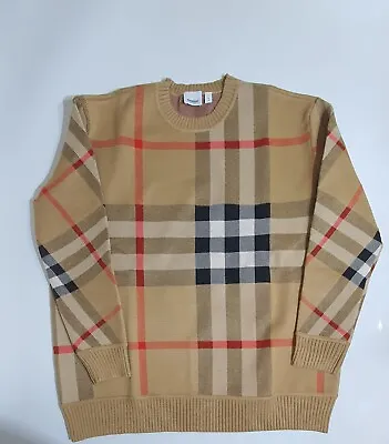 Burberry Vintage Check Technical Wool Jacquard Sweater Medium • $41.68