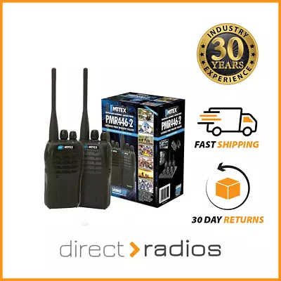 Mitex PMR446 Twin Pack Licence Free Handheld Two Way Radio Walkie Talkie • £180.95