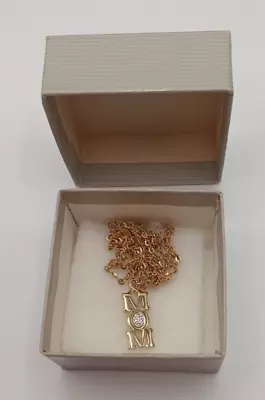 Avon MOM Gold Tone Rhinestone Pendant Necklace Signed 1980's • $14.99