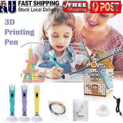 3D Printing Pen Drawing Pen Printer + LCD Screen + 3 Free Filaments Kid Gift AU • $10.80