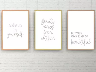 SET OF 3 A4 DRESSING ROOM PRINTS. Wall Art Poster Picture Make-up Fashion Grey • £7.50