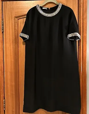MIU MIU Black Cocktail/ Evening Dress With Diamanté Detail IT48 UK 14 VGC • £225