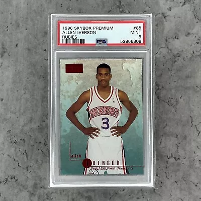 1996-97 Skybox Premium Rubies #85 Allen Iverson 76ers RC Rookie PSA 9 POP 19 • $1800