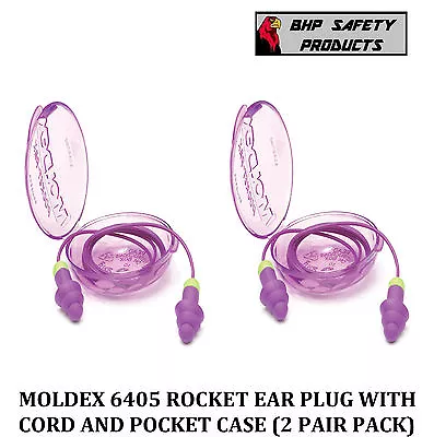 (2 Pair) Moldex Rockets 6405 Reusable Ear Plugs Corded With Carry Case  • $8.50