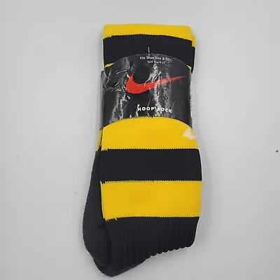 RARE Nike Vintage Black Yellow Striped Hoop Sock Size 9-11 SOCCER RUGBY FUTBOL • $69.99