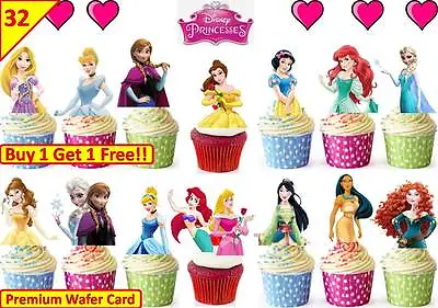 £2.99 • Buy 64 X DISNEY PRINCESS HALF BODY Edible Cup Cake Toppers Premium Wafer *STAND UP*