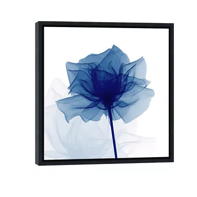 Black Framed Blue Flickering Flower Modern Abstract Paintings Canvas Prints • $10.99