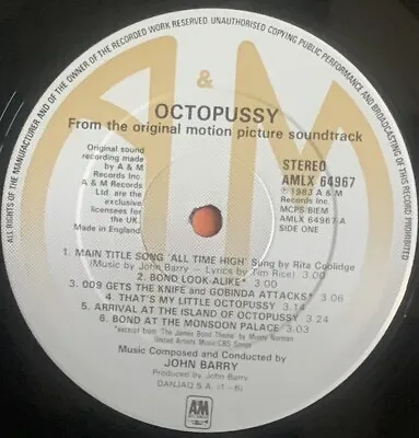 James Bond 007 - Octopussy - Orginal Soundtrack Lp  - 1983 - Amlx 64967 • £29.99