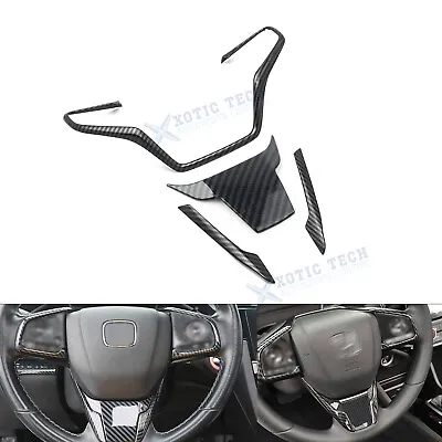 Set Carbon Fiber Style Steering Wheel Lip Molding Trim For Honda Civic 10th Gen • $31.97