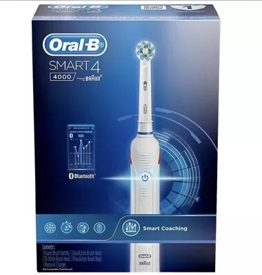 Oral-B Smart 4 4000 Rechargeable Electric Toothbrush With Bluetooth - White • $80