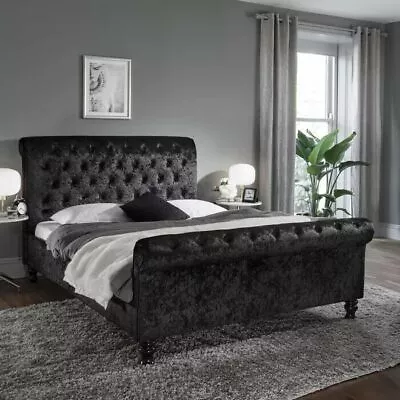 Chesterfield Sleigh Bed | 1000 Pocket Sprung Mattress Option-Double&king Size • £0.99