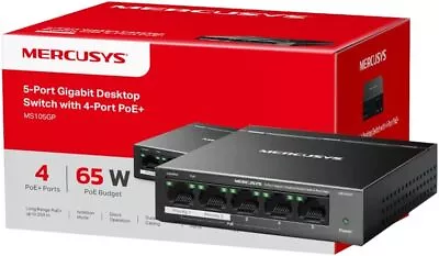 MERCUSYS 5-Port Gigabit Desktop Ethernet Switch With 4-Port PoE+ PoE Power...  • £28.24