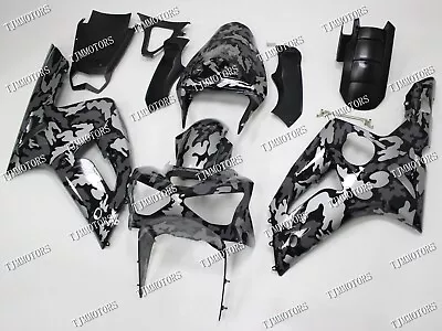 For Ninja ZX-6R 636 03-04 Blk Gray Camo ABS Injection Mold Bodywork Fairing Kit • $513