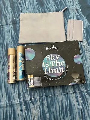 Impulse Sky Is The Limit Set Body Spray Makeup Pouch&Card Holder DAMAGED BOX • £8.50