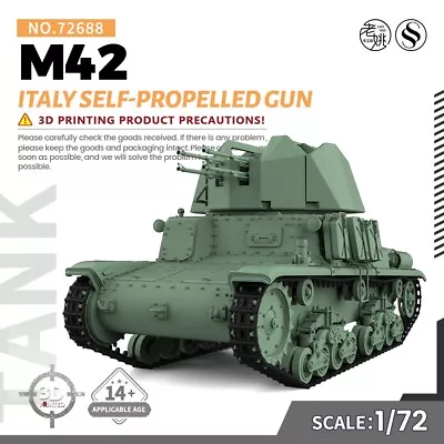 SSMODEL WOT WT 1:72 25mm Military Model Kit Italy M42 Self-Propelled Gun • $16.99