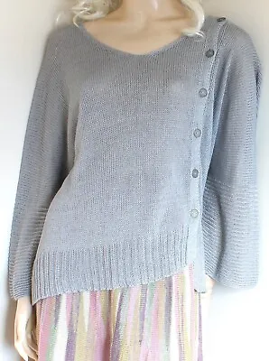 Crea Concept French Grey Linen Knitted Oversized Jumper Top Size XL/16–18 • £49.99