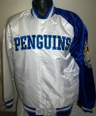 Penguins Jacket Pittsburgh Starter Snap Down Jacket WHITE/BLUE  L XL 2X • $105.99