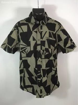 VOLCOM Green Black Short Sleeve Button Shirt Men - Size L • $9.99