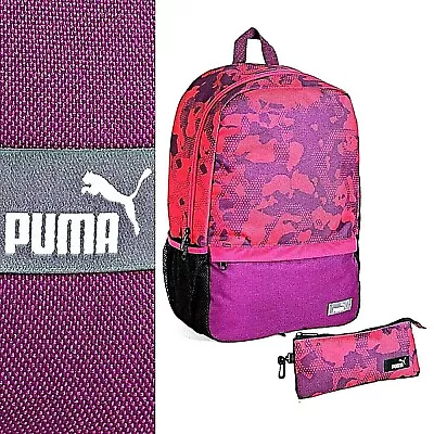 Puma Purple Pink Backpack Rucksack School Bag And Pencil Case Set • £21.95