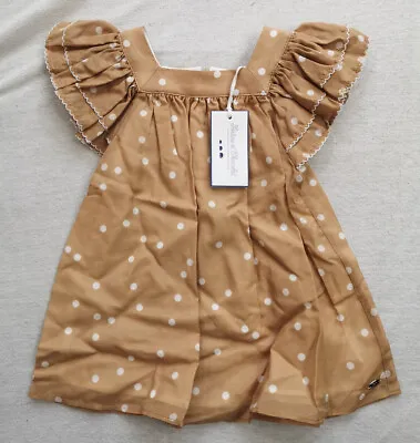 Tartine Et Chocolat Baby Girl's Cotton Silk Camel Spotted Dress New With Tags • £34.99