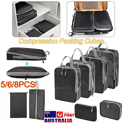 8PCS Travel Storage Suitcases Compression Bags Luggage Organiser Packing Cubes B • $36.99