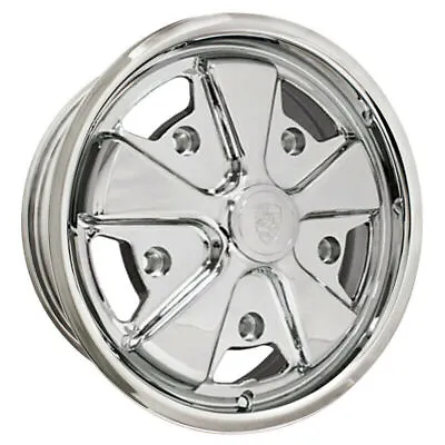 15  X 4-1/2  Vw Bug 5 Lug Chrome Empi 911 Alloy Wheel Includes Cap-Valve Stem • $350.95