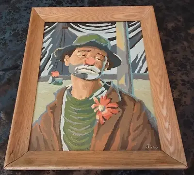 Clown Scary Sad Vintage Framed Painting - Haunted • $99.99