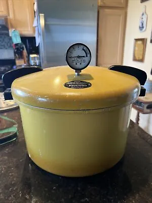 Vtg 70s HARVEST YELLOW GOLD PRESTO PRESSURE COOKER CANNER 01/CA 16H * 16 Qt • $99