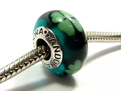 Authentic Pandora Ale Green Lucky Irish Clover Murano Glass Bead Charm 790927 • £23.95