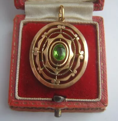 Antique Edwardian Openwork Rolled Gold Filled Peridot Pendant • £79