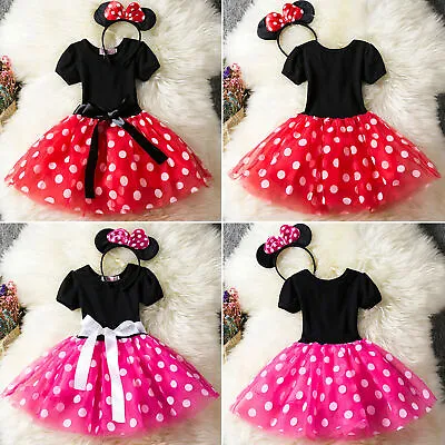 £11.95 • Buy Girls Kids Minnie Mouse Birthday Party Costume Funny Princess Tutu Mini Dress