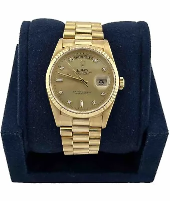 Rolex President Day-Date 18238 36mm 18K Yellow Gold Diamond Dial Mens Watch • $17500