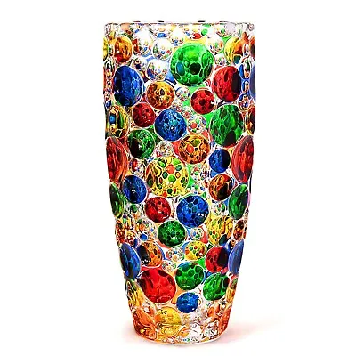 STPGOODS Venetian Glass Vase Italian Murano Style Flower Vase Vintage 10  Vase • $94.95