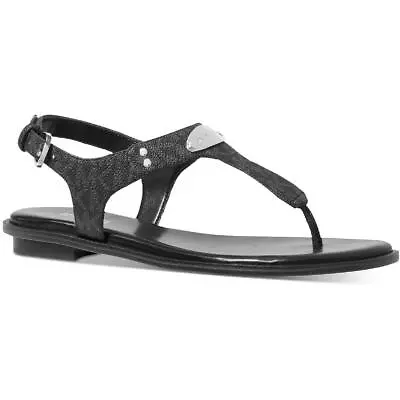 MICHAEL Michael Kors Womens MK Plate Black Thong Sandals 9 Medium (BM) 7386 • $31.99