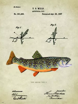 Vintage Trout Lure Patent Reproduction Steel Sign Trout Fishing Decor • $19.99