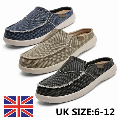 Mens Slip On Canvas Driving Shoes Boat Loafers Moccasins Pumps Mule Walking • £14.44