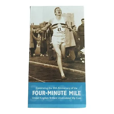 2004 Brilliant Uncirculated Four Minute Mile 50 Pence Coin In Royal Mint Pack • £6.99