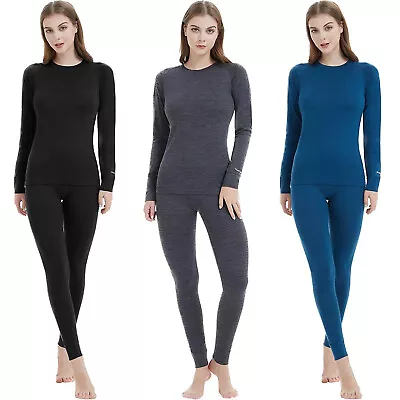 Women 100% Merino Wool Base Layer Set Thermal Crew Shirt Bottom Long Johns Sets • $69.99