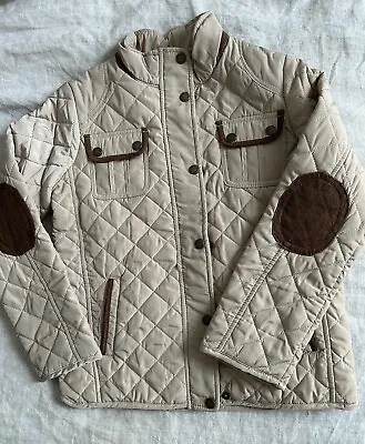 Massimo Dutti Quilted Jacket Size 9-10 Y Elbow Patches Beige • $20