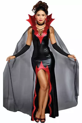 Womens Deluxe Vampire Halloween Costume Fancy Dress Gothic Sexy Adult Costume UK • £27.99