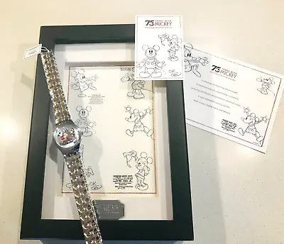 Disney World 75 Years With MICKEY Fossil Watch And Artwork Shadowbox W/COA • $72