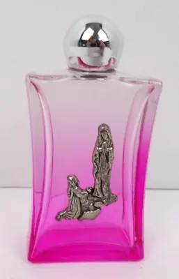 Vintage Mid Century Virgin Mary Holy Water Glass Bottle Empty Pink Ombre 4  • $25