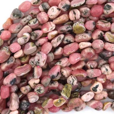 6mm - 10mm Natural Argentina Pink Rhodochrosite Pebble Nugget Beads 15.5  Strand • $9.99