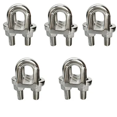 5 PC Marine Industrial 5/16  Heavy Duty Wire Clip Rope Clamp SS316 Cable Rigging • $27.50