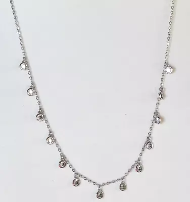 Nadri Necklace Bezel Set Crystals Rhodium Plated 14.5 - 18.5  N528 • $51