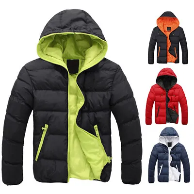 Men's Jacket Puffer Bubble Down Coat Quilted Padded Winter Warm Hooded Outerwear • $23.98