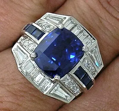 9.61 Carat Sapphire And Vivid White Sapphire With 925 Silver Men's Wedding Ring • $299