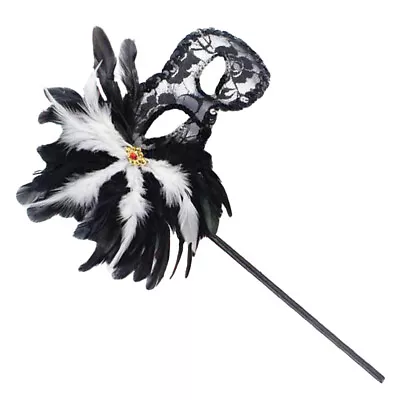  Masquerade Mask With Stick Half Masks Hallowen Masquarade Translucent • £7.29