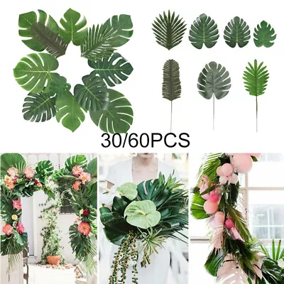 £7.79 • Buy 60X Tropical Artificial Palm Leaves Luau Jungle Beach Hawaiian Party Home Decor