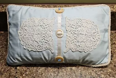  Lumbar Feather Pillow With Crochet Buttons Vintage • $14.55